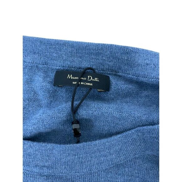 Massimo Dutti Mens Sweater Large L Pullover Blue Wool Round Neck 0983/328 NWT - Picture 5 of 11